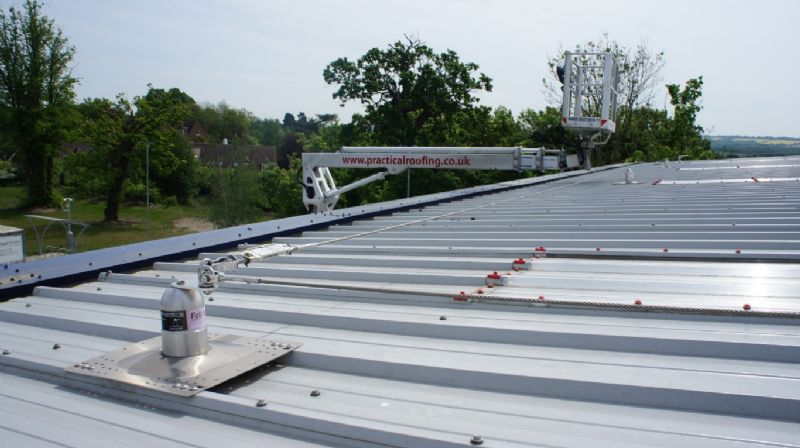 High access roofing works on a commercial roof